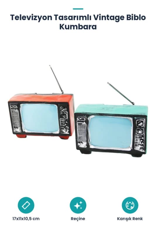 Televizyon Tasarımlı Biblo Kumbara - Dekoratif - Vintage Görünümlü