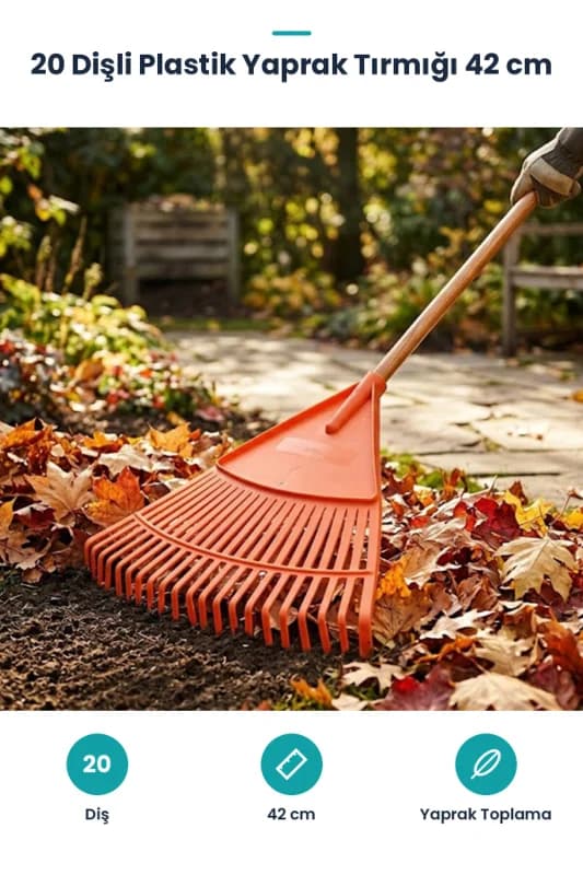 20 Dişli Yaprak Tırmığı - Plastik - 42 cm Genişlik