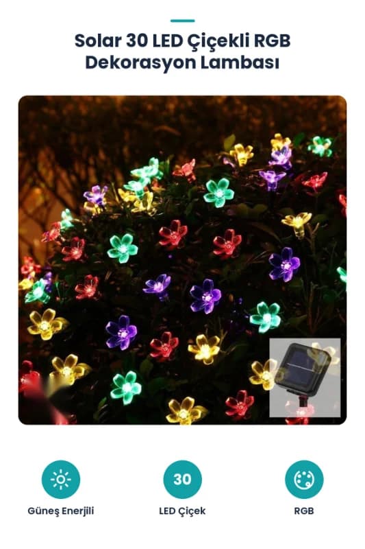 Solar Çiçekli RGB Dekorasyon Lambası
