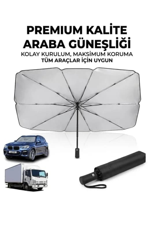 ® Premium Katlanabilir Araç Ön Cam Güneşliği – Şemsiye Tipi Oto Güneşlik