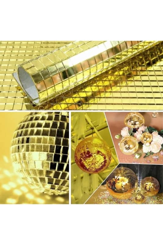 ® Kare Gold Cam Mozaik Fayans Çıkartmaları El İşi Kare Cam Fayans Kendinden Y