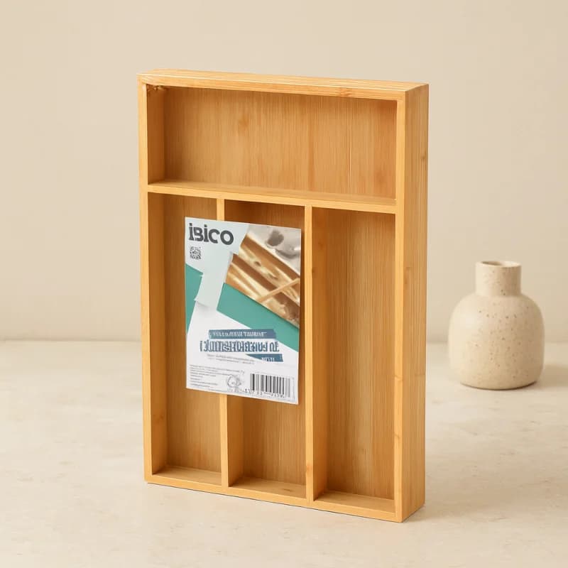 Bambu Çekmece Kaşıklık 22.4x33 cm - 4 Bölmeli Çok Amaçlı Organizer