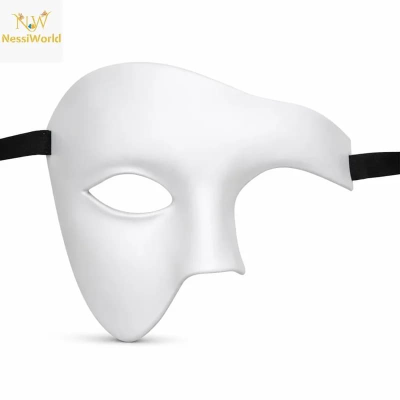 Şık Beyaz Yarım Maske - Phantom Parti ve Balo Aksesuarı