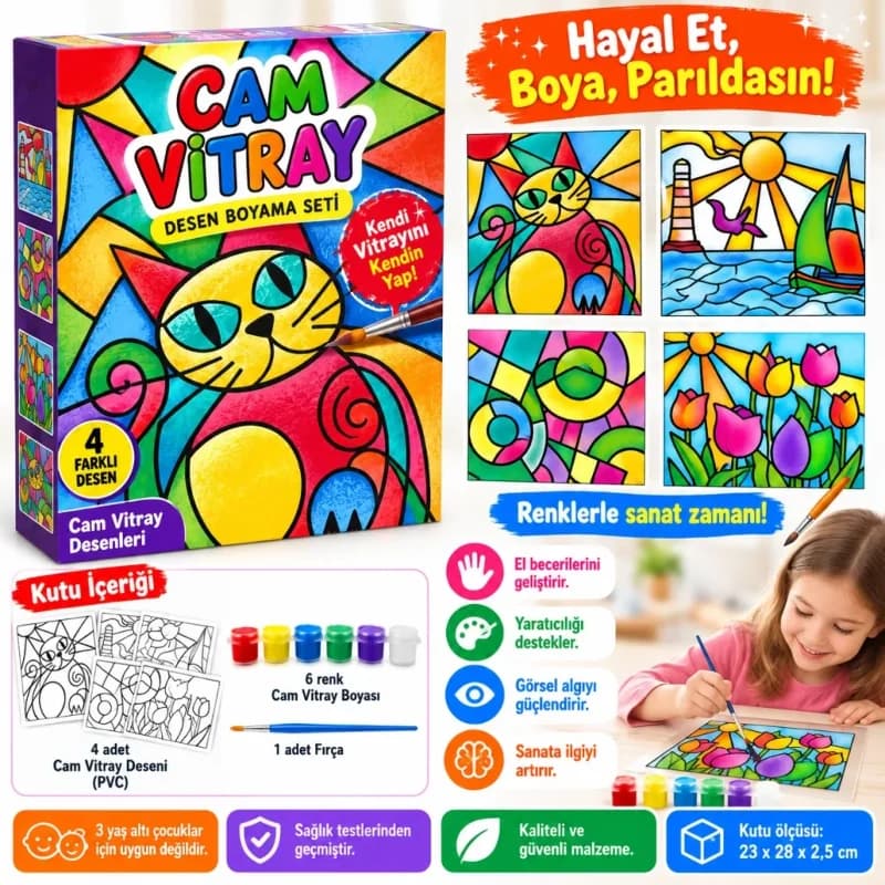 Eğlenceli Cam Boyama Seti +6 Yaş için