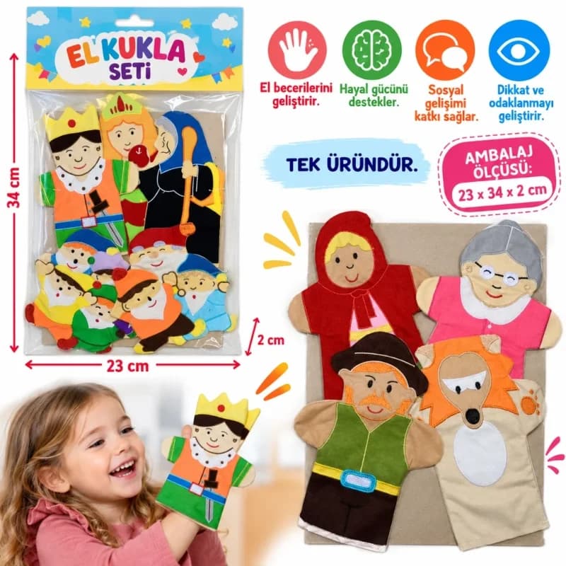 Eğlenceli Masal Kahramanları Kukla Seti 4 Adet