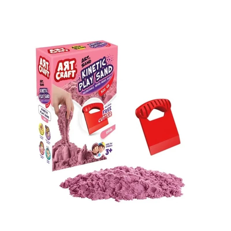 Eğlenceli Pembe Kinetik Oyun Kumu 500 Gr Aksesuar Seti
