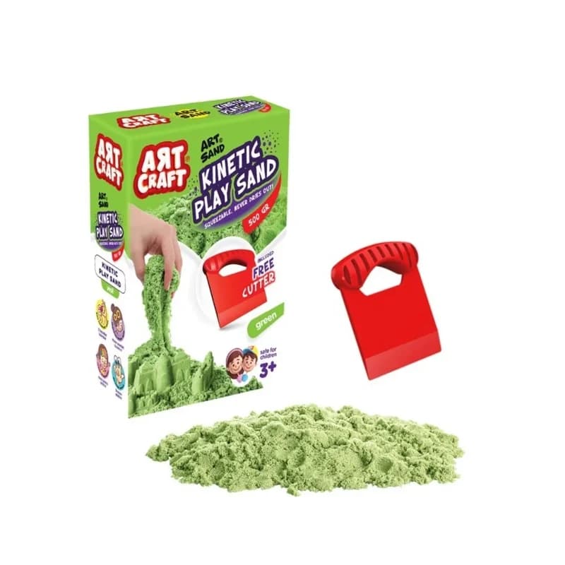Eğlenceli Yeşil Kinetik Oyun Kumu 500 Gr Aksesuar Seti