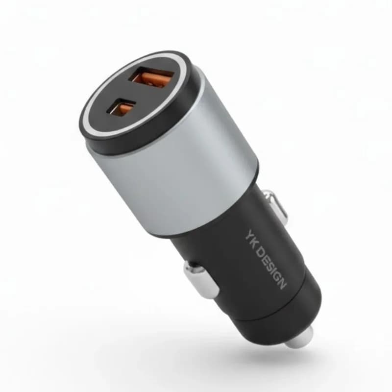 Pratik Hızlı Şarj Adaptörü Type-C ve USB 2 Portlu Araç İçi Cihaz
