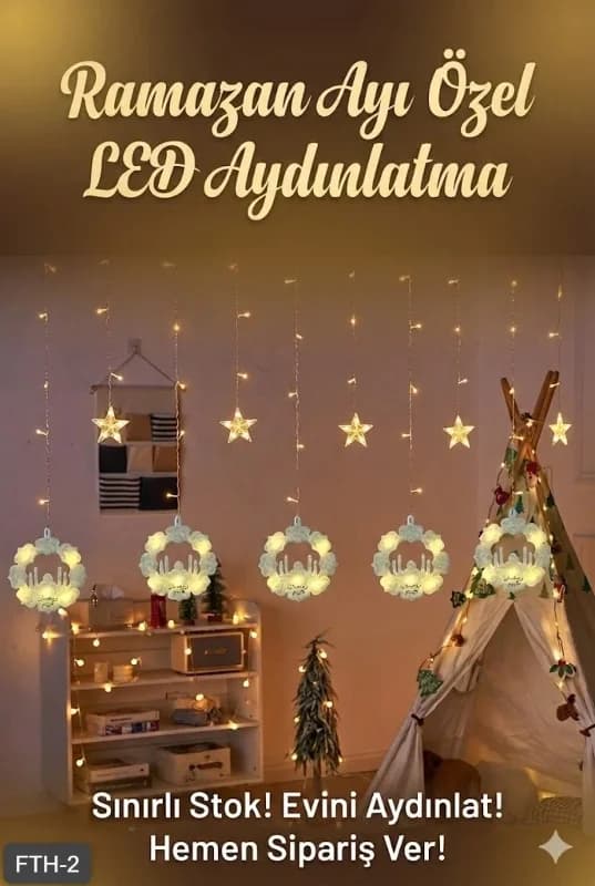 Şık Tasarım 3 Metre LED Işık Süsleme Seti - Ramazan ve Özel Günler İçin