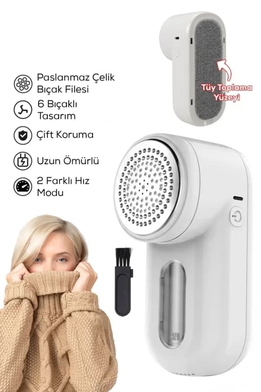 Ergonomik Kablosuz Tüy Temizleme Makinesi 2 Hızlı 6 Bıçaklı