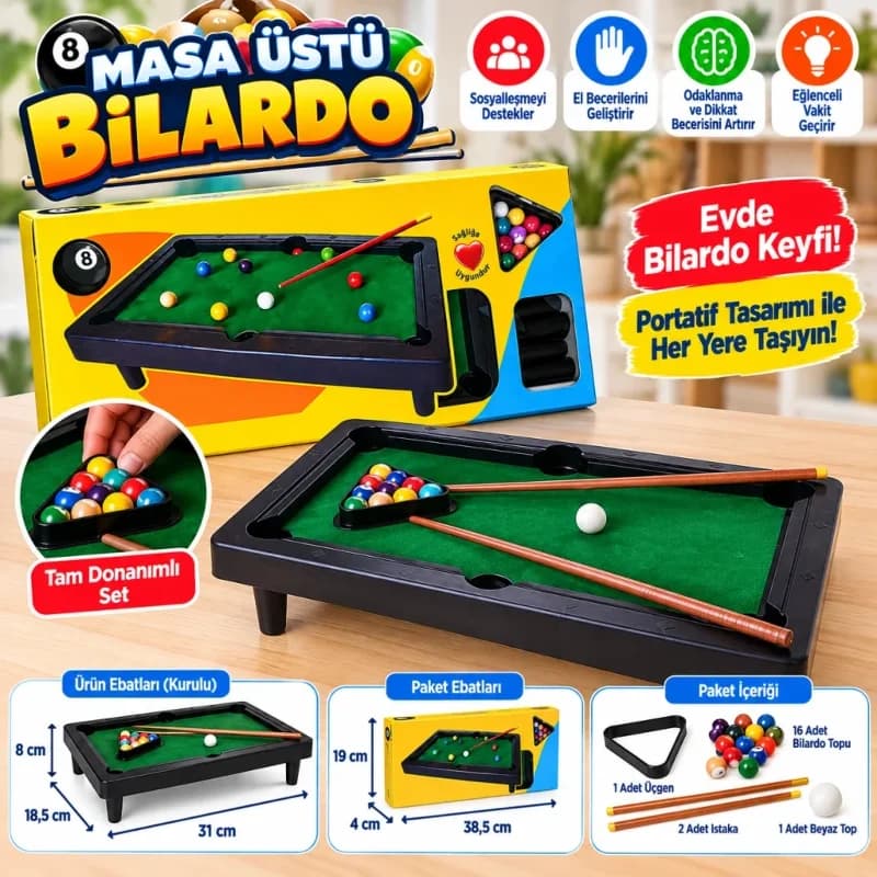 Orta Boy Bilardo Oyunu 040 Midi Pool 1 Adet