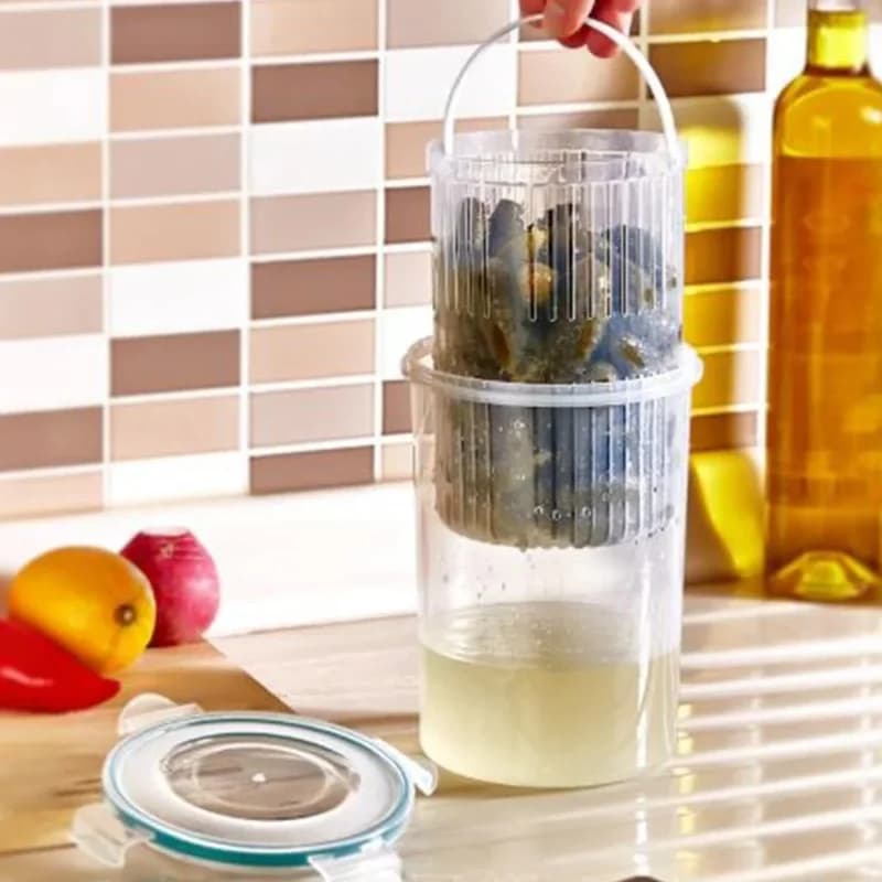 Ergonomik Klipsli Kapaklı Sebze Yıkama ve Saklama Kabı
