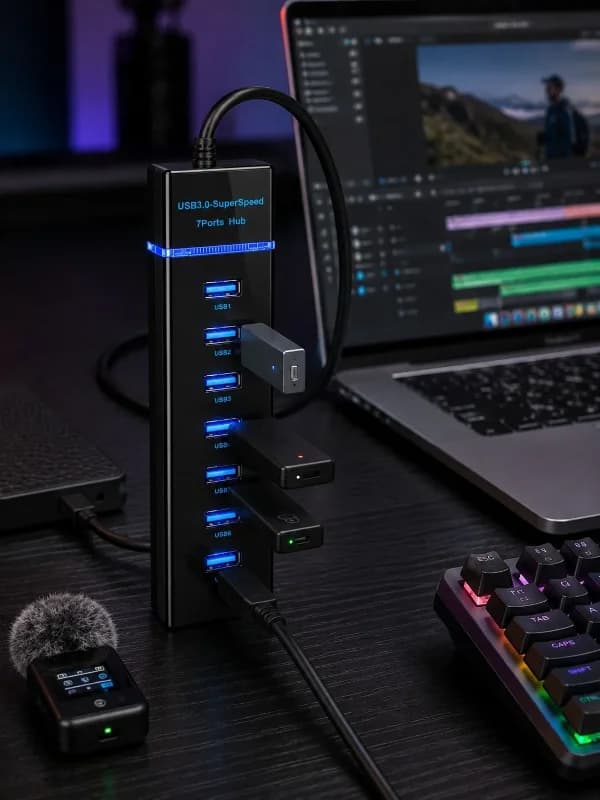 Usb 3.0 Çoklayıcı Hub 7 Port 5gbps Veri Aktarım Adaptörü