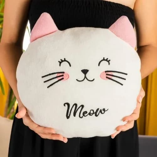 Sevimli Peluş Kedi Yastık 30 Cm Dekoratif Tasarım