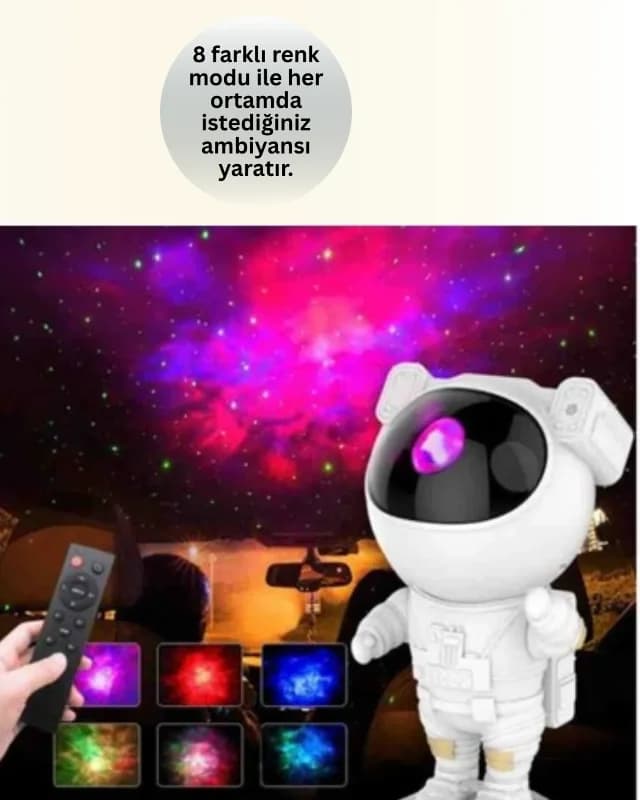 Zamanlayıcı Modlu Astronot Projeksiyon Lambası 45-90 Dakika