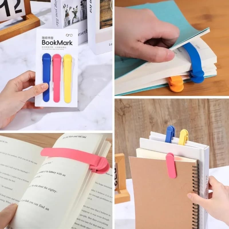 Ergonomik Akıllı Silikon 3'lü Kitap Klips Seti