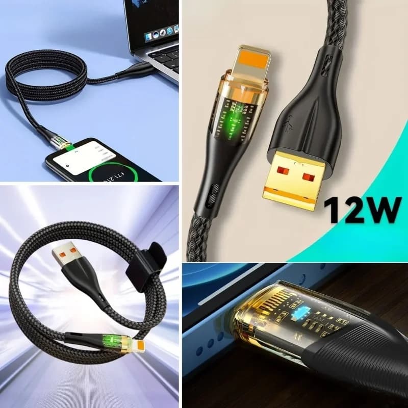 Ergonomik Hızlı Şarj Kablolu USB to Lightning LED İp