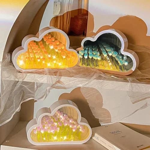 Estetik Bulut Tasarımlı Lale Gece Lambası 13x19 Cm