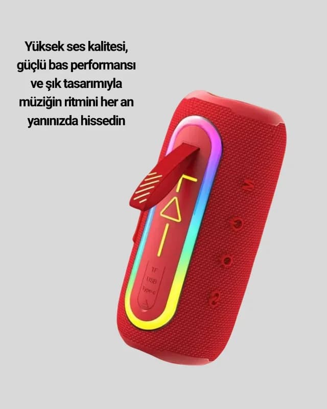 Kompakt Taşınabilir Bluetooth Hoparlör Kırmızı Ip67 Su Geçirmez