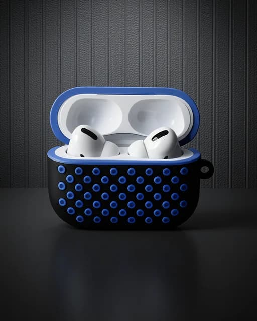 Apple Airpods Pro 2 (2.nesil) Spor Delikli Kılıf - Siyah-mavi