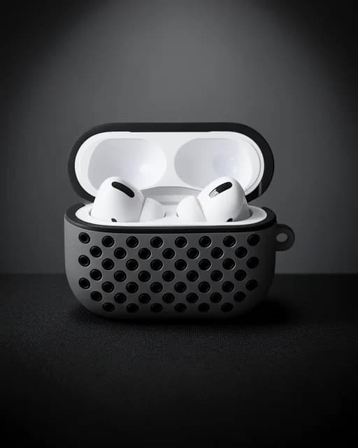 Apple Airpods Pro 2 (2.nesil) Spor Delikli Kılıf - Gri-siyah