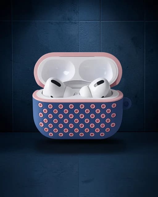 Apple Airpods Pro 2 (2.nesil) Spor Delikli Kılıf - Mavi-pembe