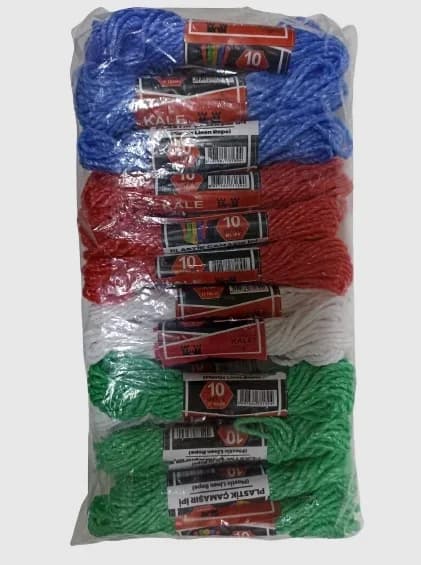 Pratik Plastik Çamaşır İpi 10 Metre 24 Adet Renkli