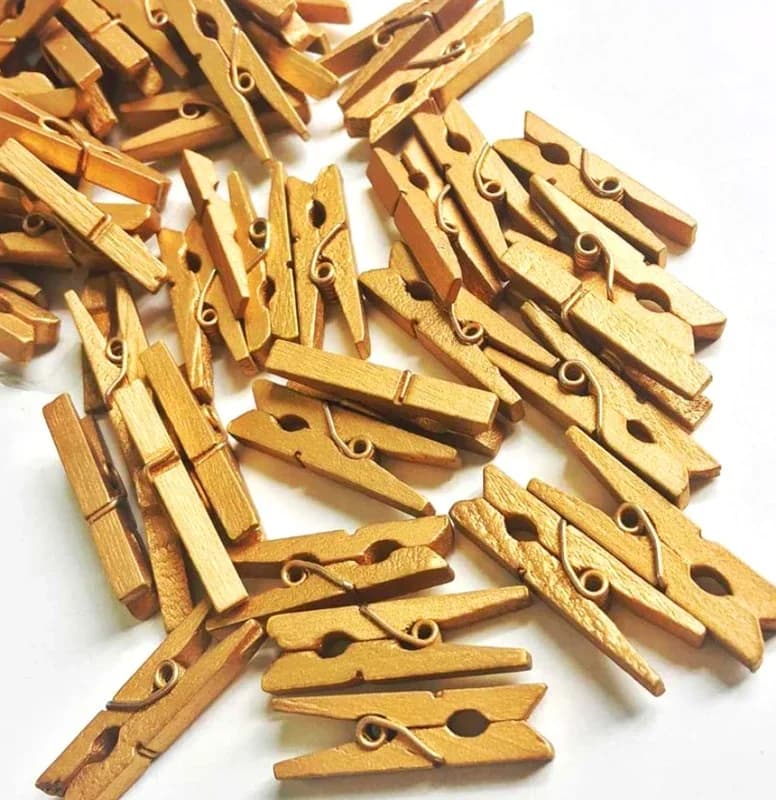 Dekoratif Gold Ahşap Mandal 2.5 Cm 100'lü Paket