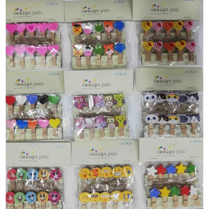 Dekoratif Renkli Ahşap Mandallar 3.5 Cm 10'lu Set