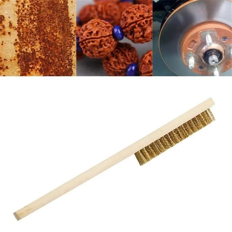 Ahşap Saplı Metal Telli Fırça 1 Adet Pas Temizleme
