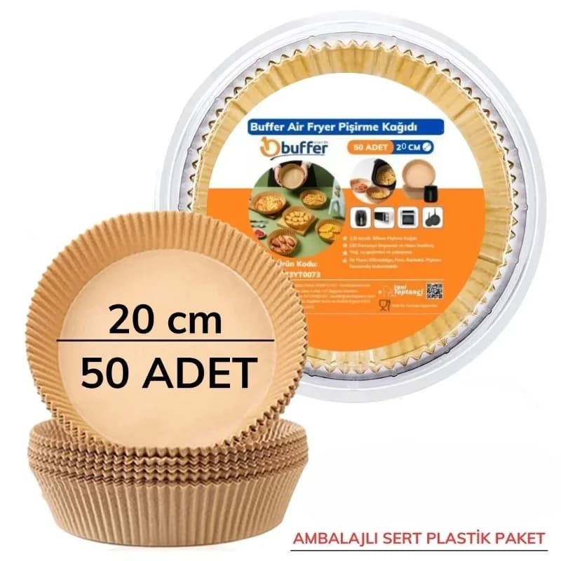 Ultra Emici Tek Kullanımlık 20 cm Yuvarlak Hava Fritöz Pişirme Kağıdı 50'li