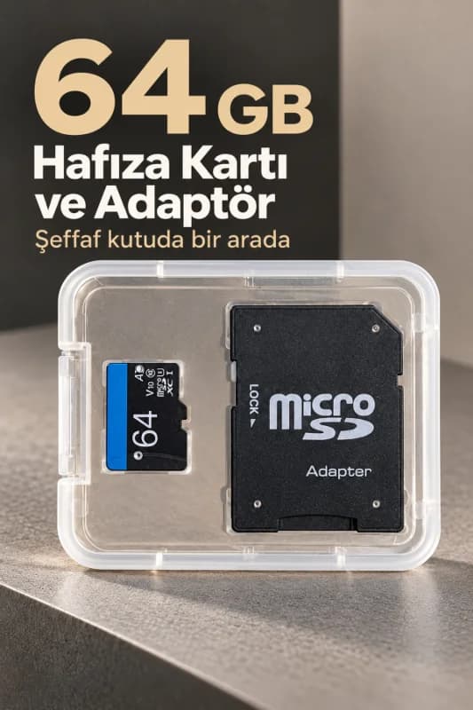 64 GB Micro SD Hafıza Kartı ve Adaptör