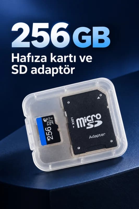 256 GB Micro SD Hafıza Kartı ve SD Adaptör