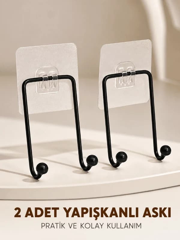 İkili Duvar Tipi Yapışkanlı Askılık Pratik Ev Düzenleme Askısı