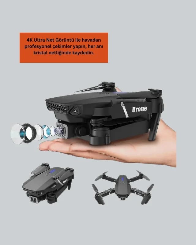 Katlanabilir Drone 100 Metre Uçuş Mesafesi İle 4k Kamera