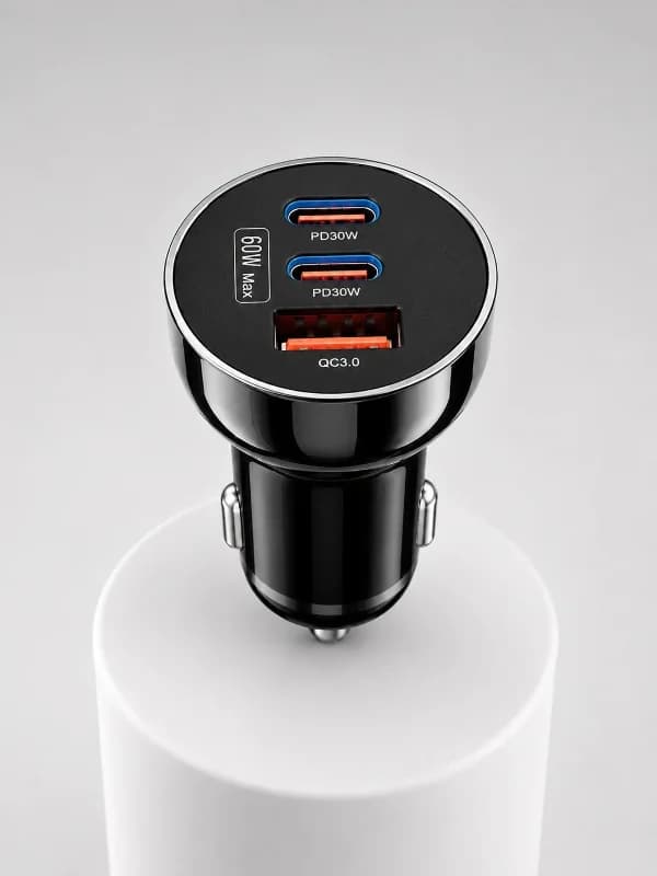 Hızlı Şarj Adaptörü 60w Çift Usb-c Ve Usb-a Araç İçi