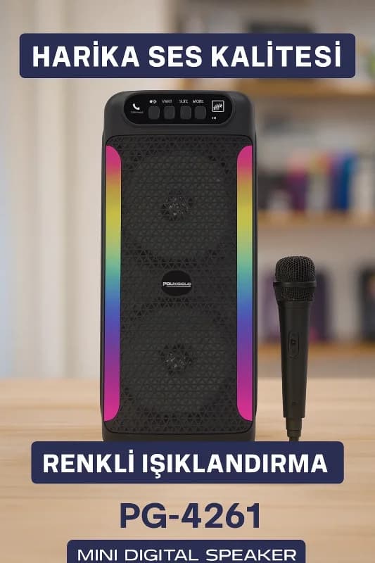 Rgb Işıklı Taşınabilir Hoparlör 4 İnç Bluetooth Uyumlu