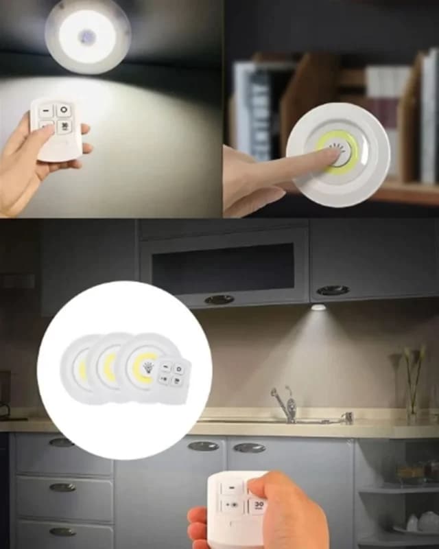 Uzaktan Kumandalı Kablosuz Led Spot Lambalar 3'lü Set