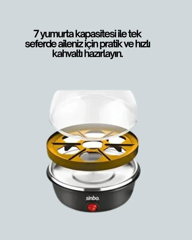 Buharlı Yumurta Pişirme Cihazı 7 Adet Kapasiteli Otomatik Kapanma