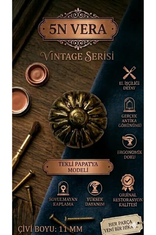 Vintage Eskitme Papatya Kabara Raptiye – Hobi, Kendin Yap ve Ahşap Dekor Çivisi (200 Adet)