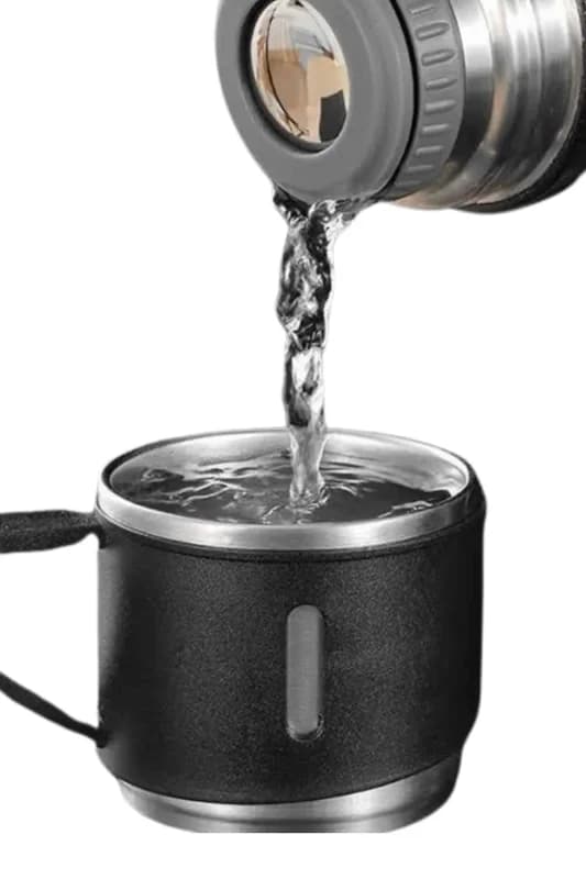 Şık Termos Seti 500 Ml 3 Bardaklı Vakumlu Tasarım