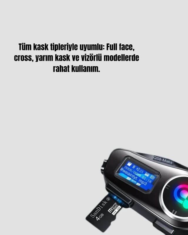 Bluetooth Kask Kulaklığı 500 Metre Interkom Ve Fm Radyo