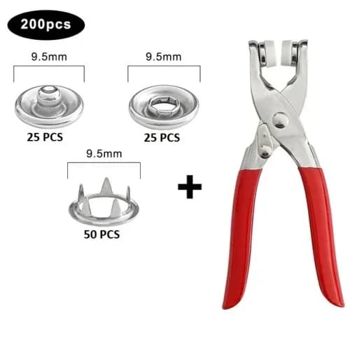 Pratik Metal Düğme Pensesi Ve 11 Mm Düğme Seti