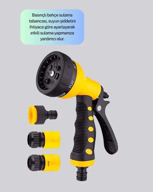 Ergonomik Bahçe Sulama Tabancası 8 Fonksiyonlu Set