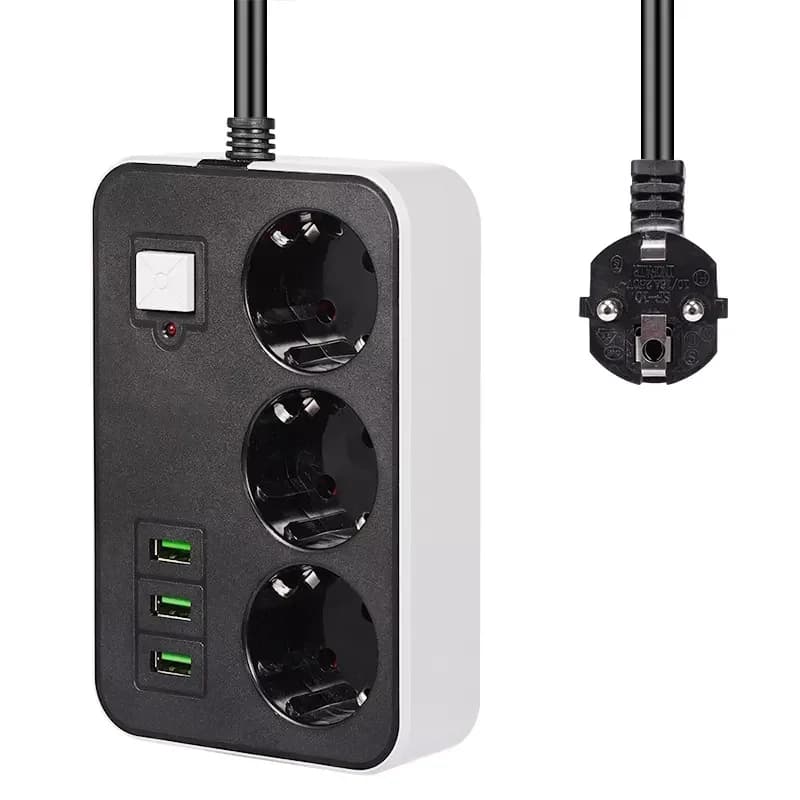 Akım Korumalı 3'lü Priz 1.8 M Usb Girişli