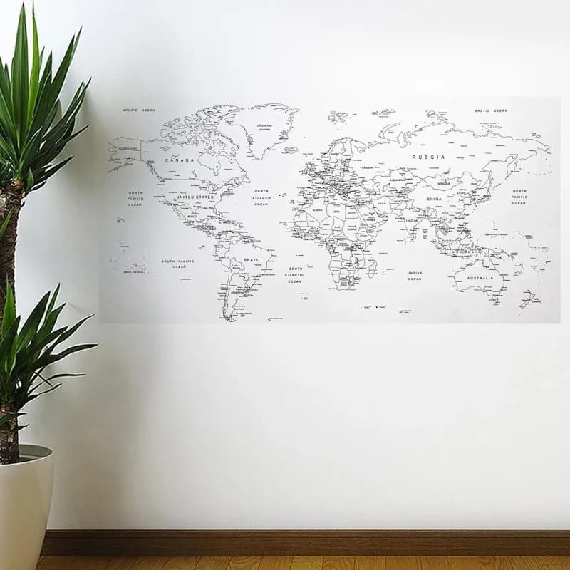 Manyetik Yazılabilir Dünya Haritası 110 X 56 Cm Ofis Dekoru