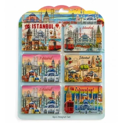 Ahşap İstanbul Temalı Buzdolabı Magnet Seti 6 Adet