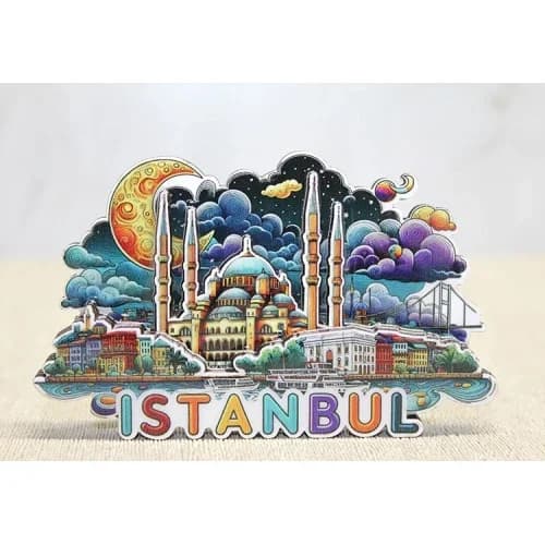 Estetik Ahşap İstanbul Temalı Magnet 11x9 Cm