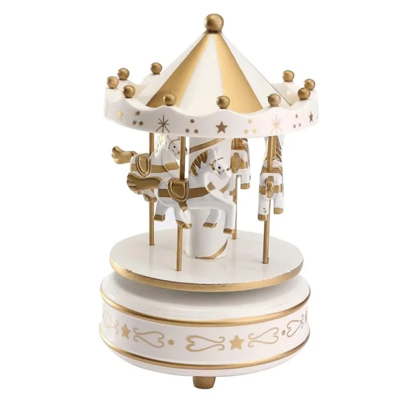 Şık Atlı Karınca Müzik Kutusu 19 Cm Gold-beyaz Renk