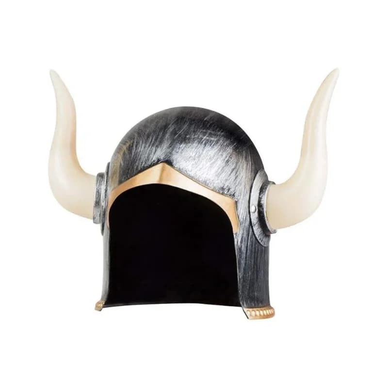Viking Ivar Kaskı Mega Boynuzlu Eskitilmiş Gümüş Renk